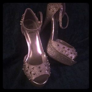 Silver glitter high heel Shoe